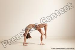 Swimsuit Gymnastic poses Woman White Moving poses Slim long brown Dynamic poses Academic